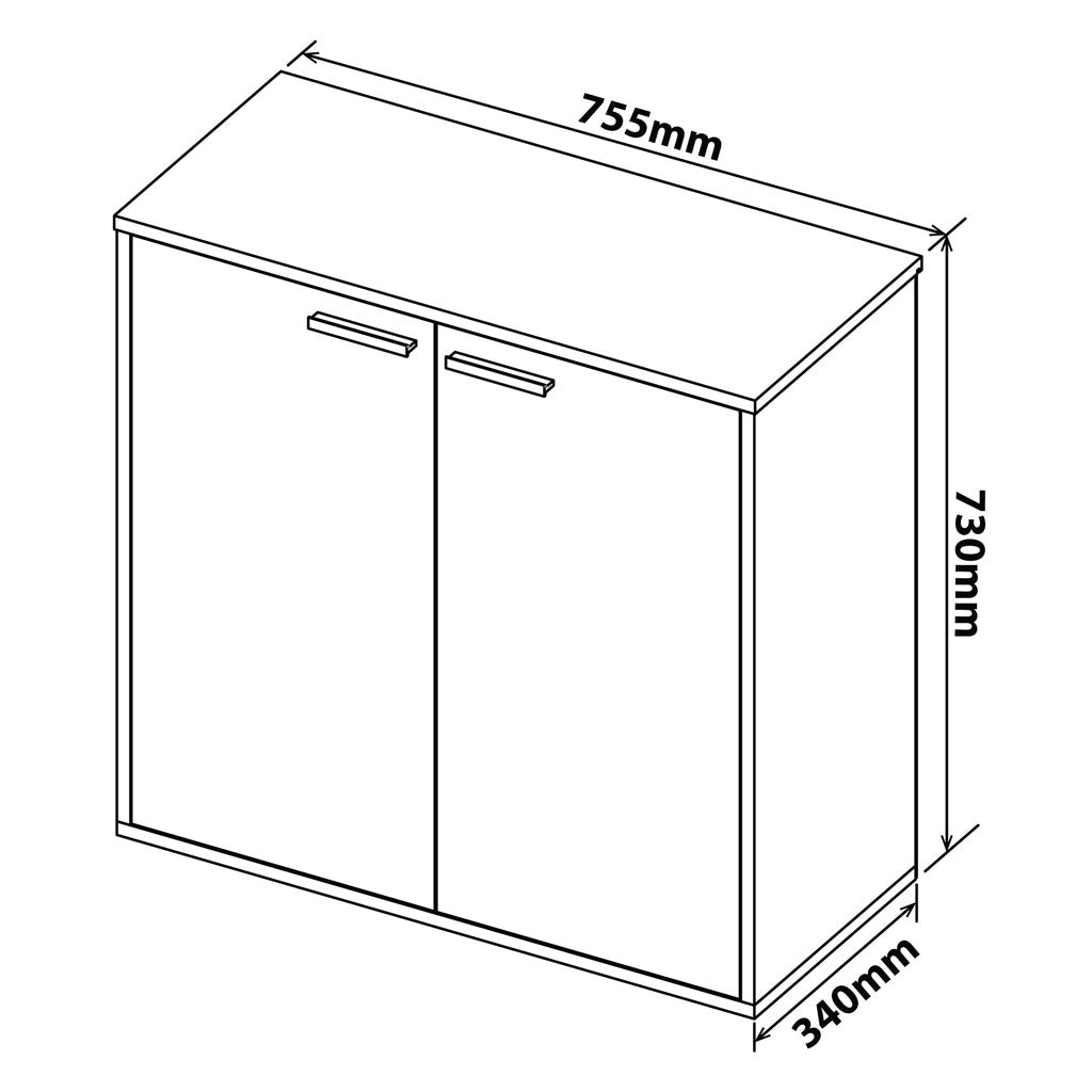 Denver Office 2 Door 1 Shelf Filing Cabinet