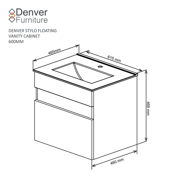 Denver Stylo Kontrakteurs drywende badkamer wastafelkas | Wit