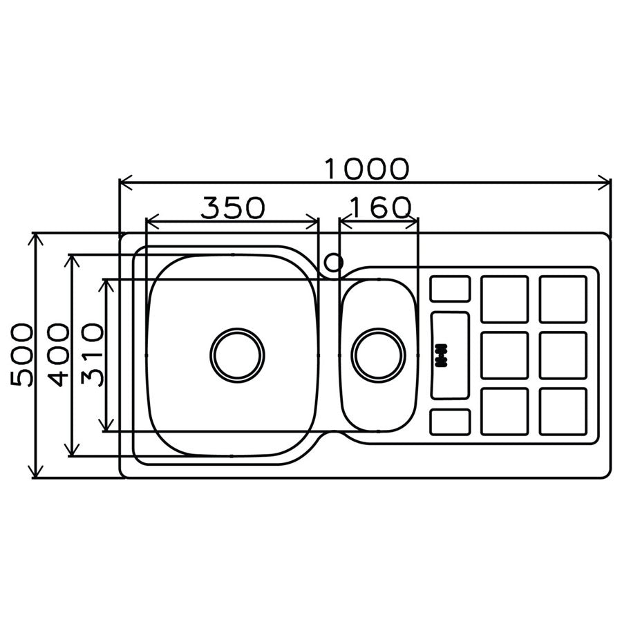 Parker Stainless Kitchen Sink |  AS106 Linen S/ Steel Sink 1 1/2 Bowl 1000X500Mm | Drop In