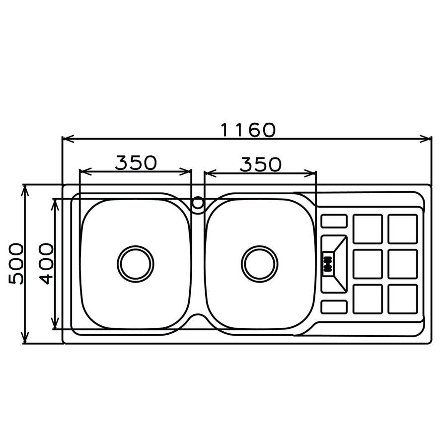 Parker Stainless Kitchen Sink |  AS107 Linen Stainless Steel D/Bowl 1160X500 | Drop In