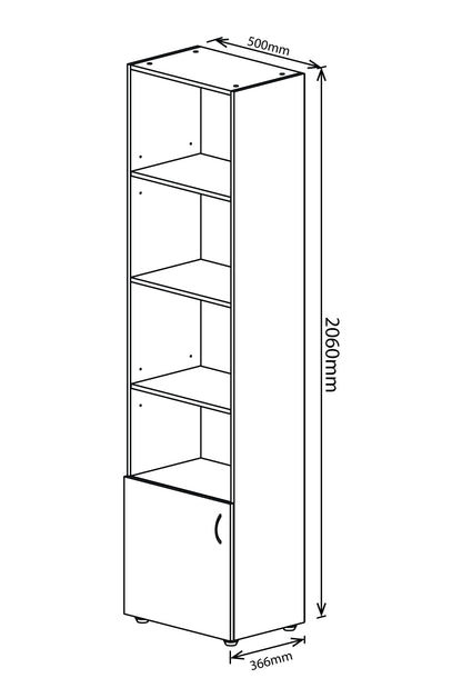 Denver storage 5 Shelves with Bottom Door | White