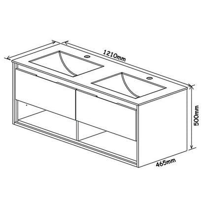 Denver Celeste 1200  2 Drawer Vanity Hg White & Shale Accent