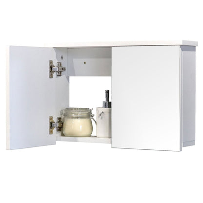 Denver Furniture | Bathroom Mirror Cabinet - Double Door Medicine Cabinet | White