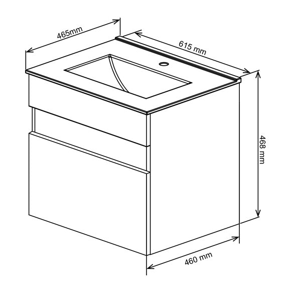 Stylo | Floating Bathroom Vanity Cabinet with White Ceramic Basin | Washed Shale