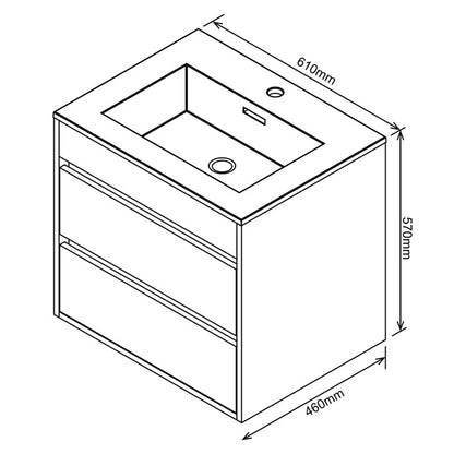 Stylo Deluxe | Double Drawer Floating Bathroom Vanity Cabinet  | Natural Concrete