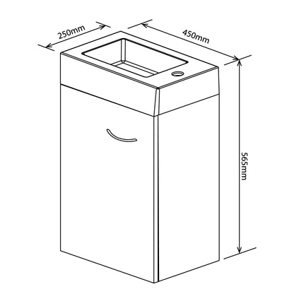 Denver Ilse Mini 450 Muur 1 Deur Oor Hang Hoogglans Wit