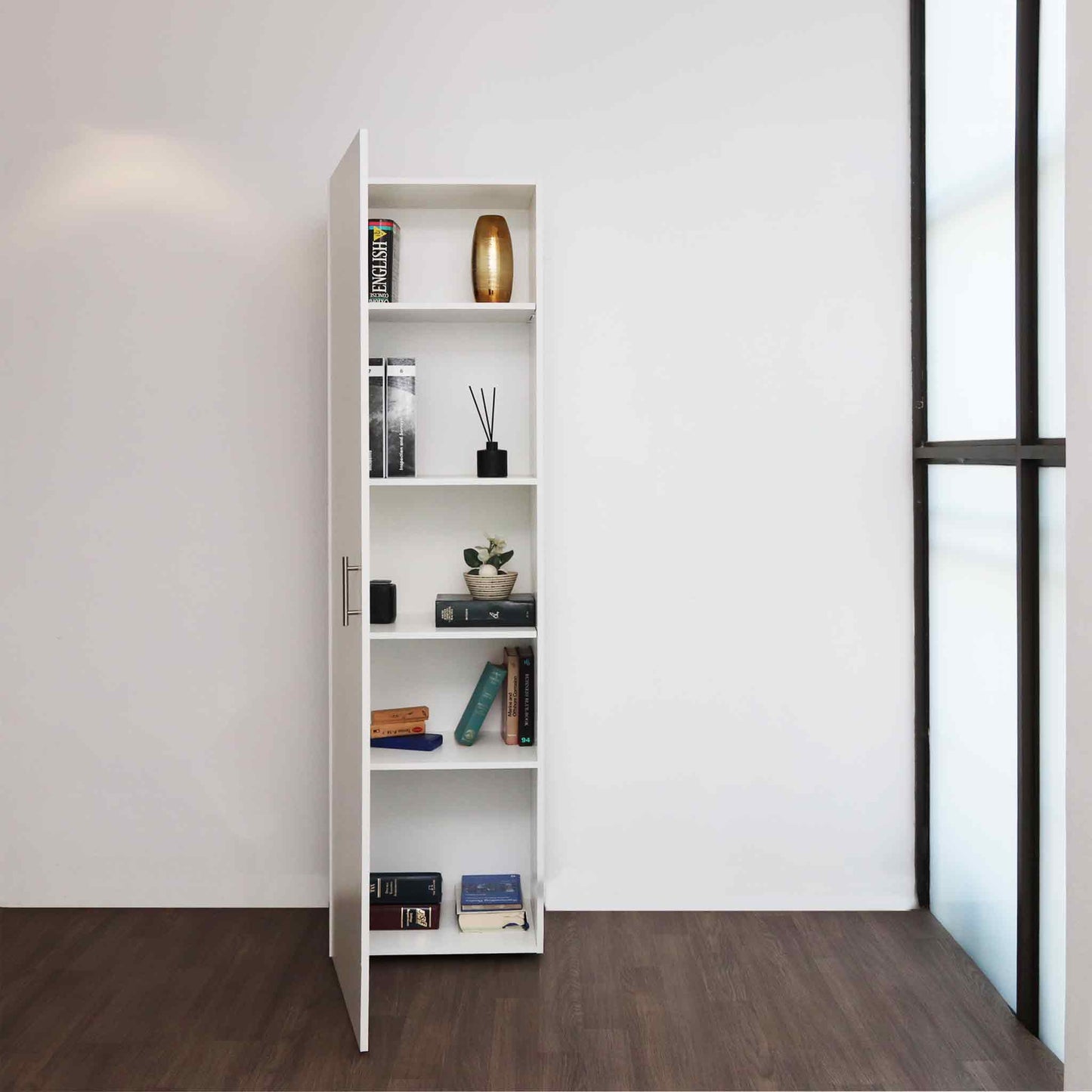 Denver Storage 5 Shelves with Door | White