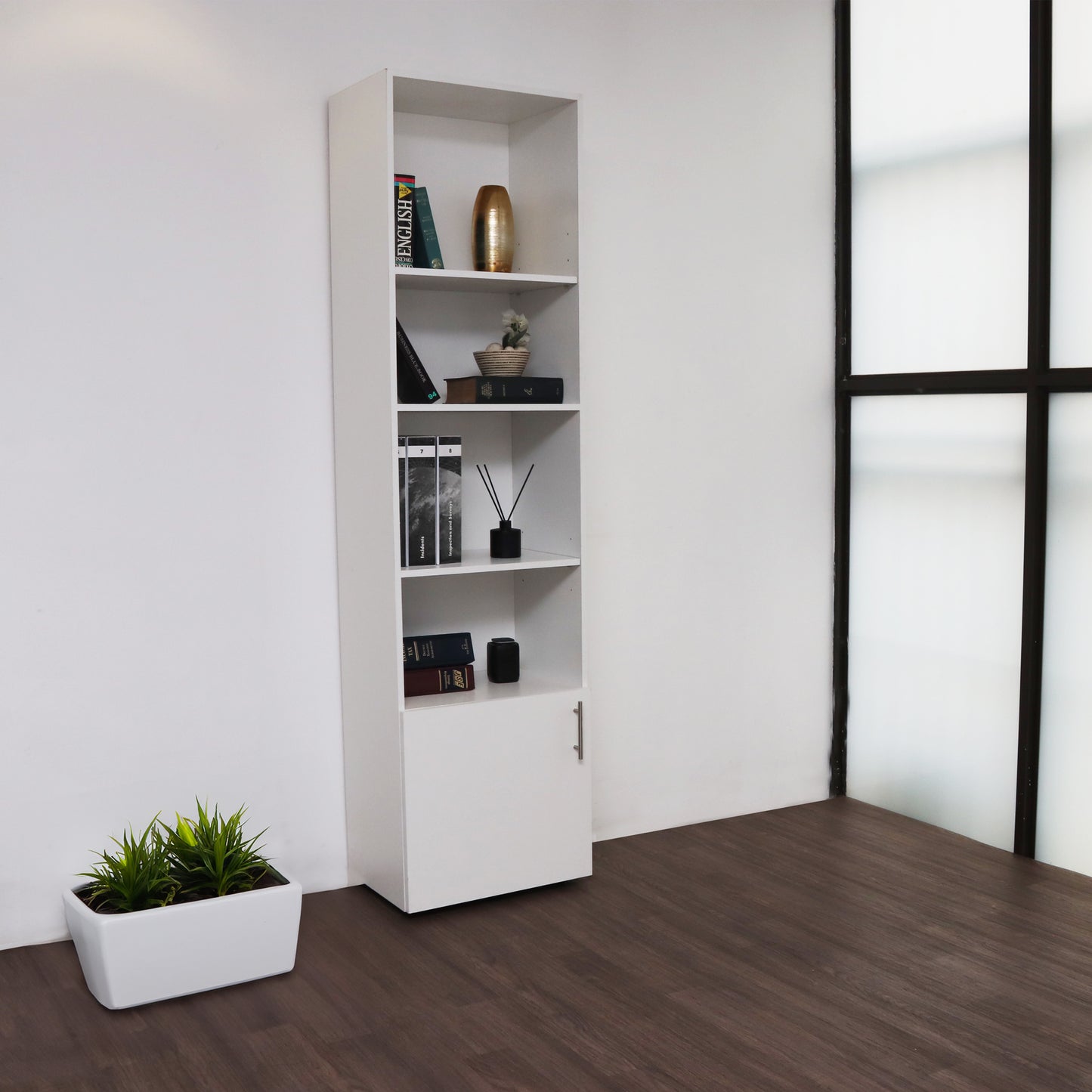 Denver storage 5 Shelves with Bottom Door | White