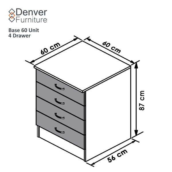 Base 60 Unit - 4 Drawer (600 Width) Sahara