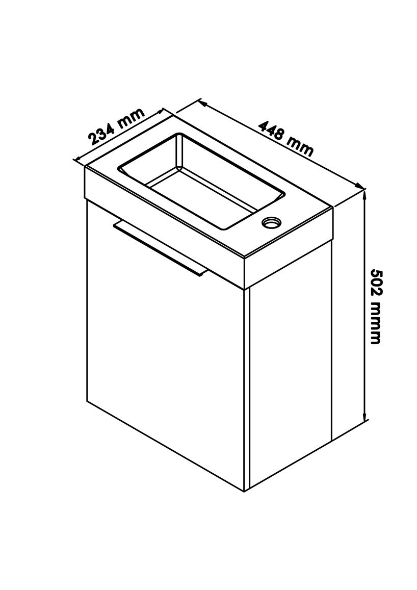 Denver Manchester Floating Bathroom Vanity | 1 Door | 450 | H/Gloss White