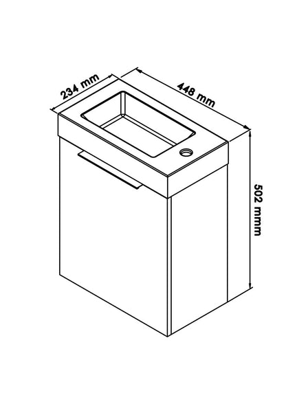 Denver Manchester Floating Bathroom Vanity | 1 Door | 450 | H/Gloss White