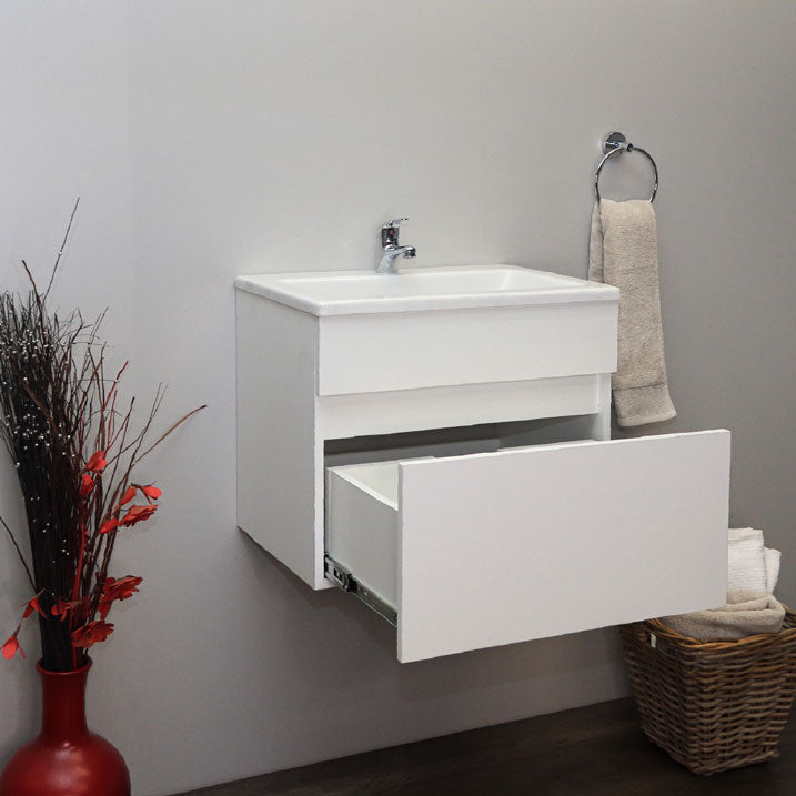 Valore Floating Vanity with Polymarble Resin Basin | Matt White