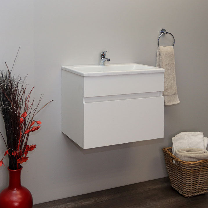 Valore Floating Vanity with Polymarble Resin Basin | Matt White